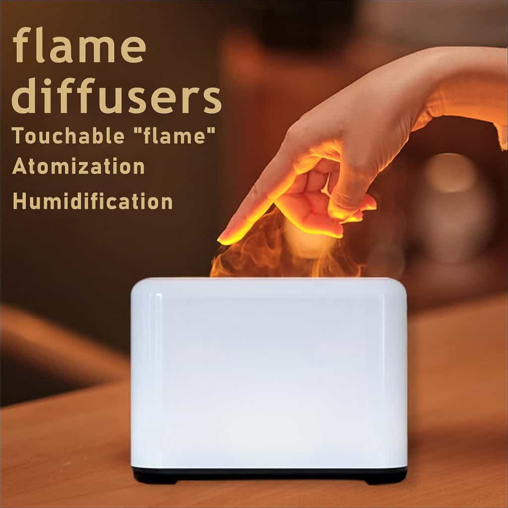 Macove Flame Air Diffuser,Humidifier,Portable-Noiseless Aroma Diffuser For Home, 100Ml Aromatherapy Diffuser,Office Or Yoga Essential Oil Diffuser With No-Water Auto-Off Protection(2Hours White)